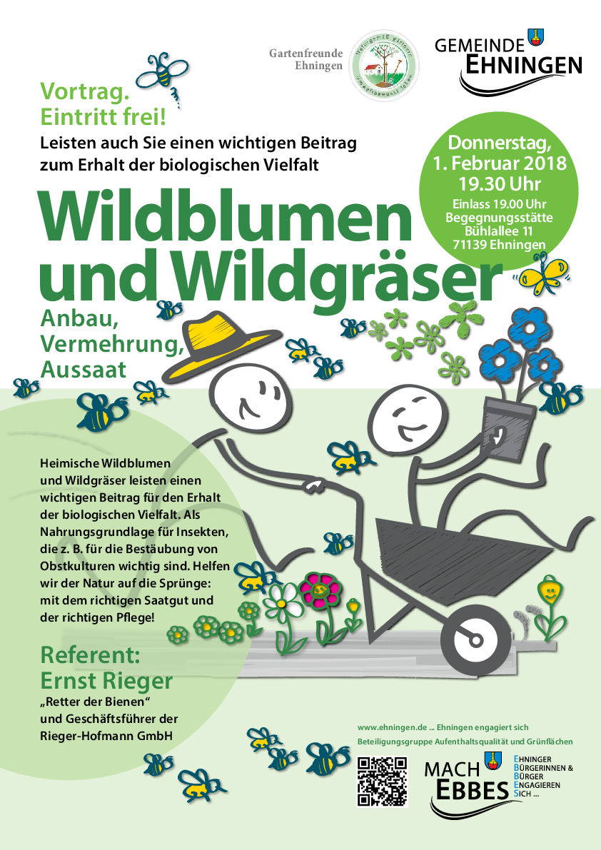 Plakat Vortrag &quot;Wildblumen und Wildgräser&quot; von E. Rieger am 01. Februar 2018 -als PDF zum Download - Link leitet herunerladen der Datei ein